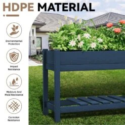 45 In. X 18 In. X 29 In. Outdoor Plastic Raised Garden Bed In Blue 11 45 In. X 18 In. X 29 In. Outdoor Plastic Raised Garden Bed In Blue -Jearey blue jearey elevated garden beds tphj blue 44 1000
