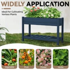 45 In. X 18 In. X 29 In. Outdoor Plastic Raised Garden Bed In Blue 13 45 In. X 18 In. X 29 In. Outdoor Plastic Raised Garden Bed In Blue -Jearey blue jearey elevated garden beds tphj blue 76 1000