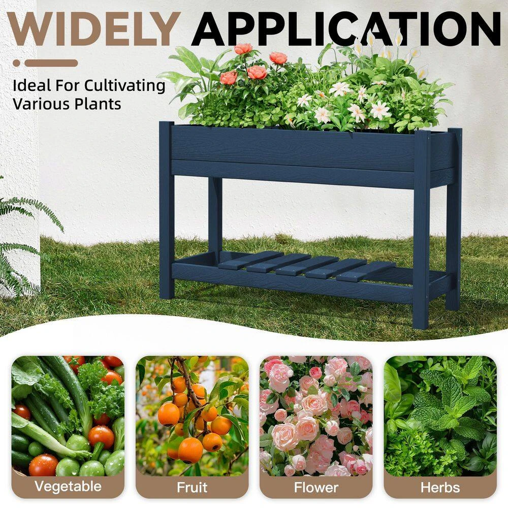 45 In. X 18 In. X 29 In. Outdoor Plastic Raised Garden Bed In Blue 7 45 In. X 18 In. X 29 In. Outdoor Plastic Raised Garden Bed In Blue - Image 7