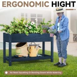 45 In. X 18 In. X 29 In. Outdoor Plastic Raised Garden Bed In Blue 12 45 In. X 18 In. X 29 In. Outdoor Plastic Raised Garden Bed In Blue -Jearey blue jearey elevated garden beds tphj blue fa 1000