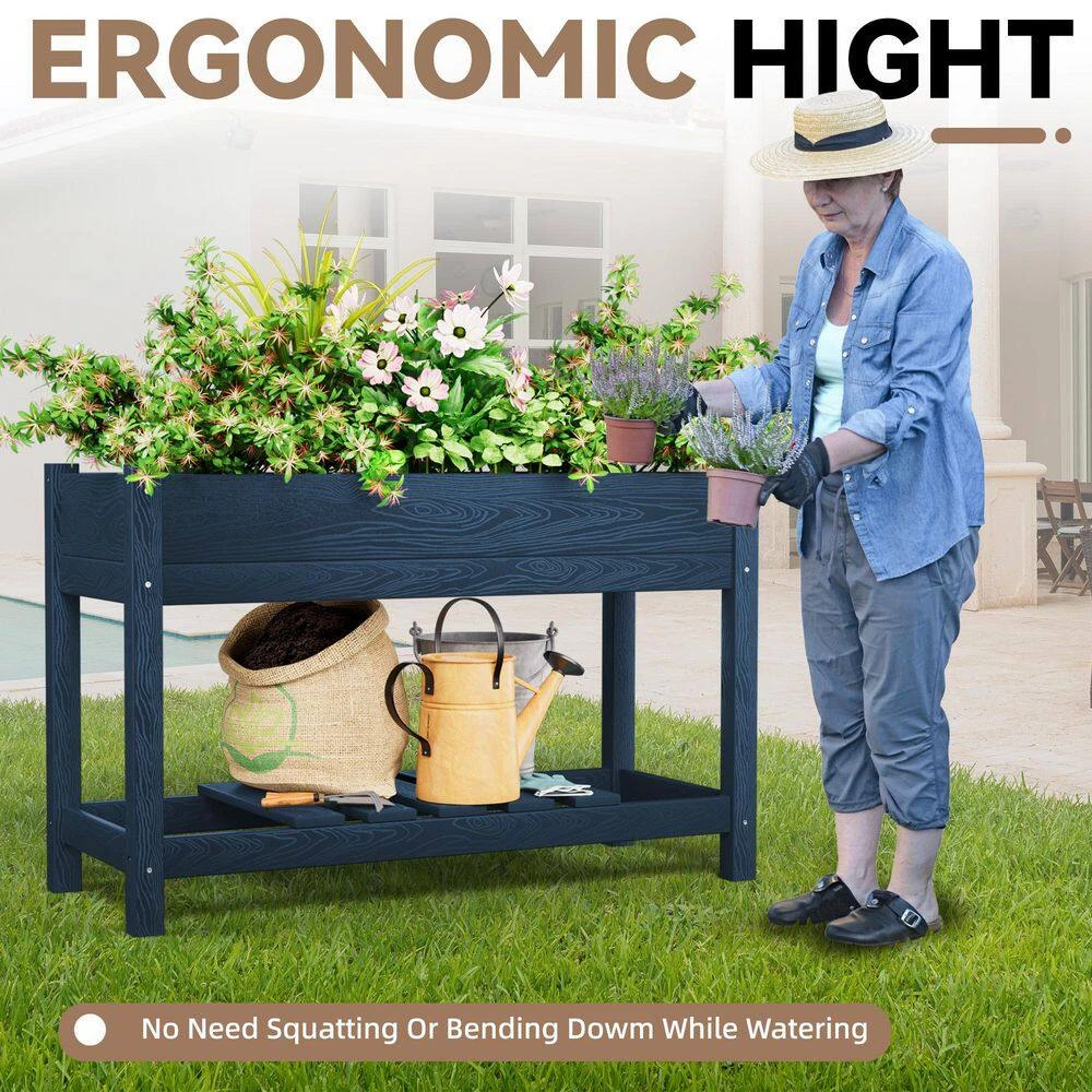 45 In. X 18 In. X 29 In. Outdoor Plastic Raised Garden Bed In Blue 6 45 In. X 18 In. X 29 In. Outdoor Plastic Raised Garden Bed In Blue - Image 6