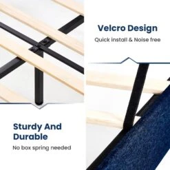 Alex Blue Metal Frame Full Platform Bed With Headboard 12 Alex Blue Metal Frame Full Platform Bed With Headboard -Jearey blue jearey platform beds e111cj full blue 1f 1000