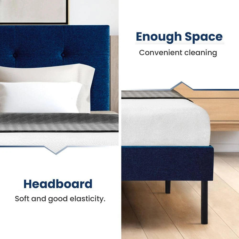 Alex Blue Metal Frame Full Platform Bed With Headboard 5 Alex Blue Metal Frame Full Platform Bed With Headboard - Image 5