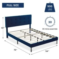 Alex Blue Metal Frame Full Platform Bed With Headboard 9 Alex Blue Metal Frame Full Platform Bed With Headboard -Jearey blue jearey platform beds e111cj full blue 66 1000