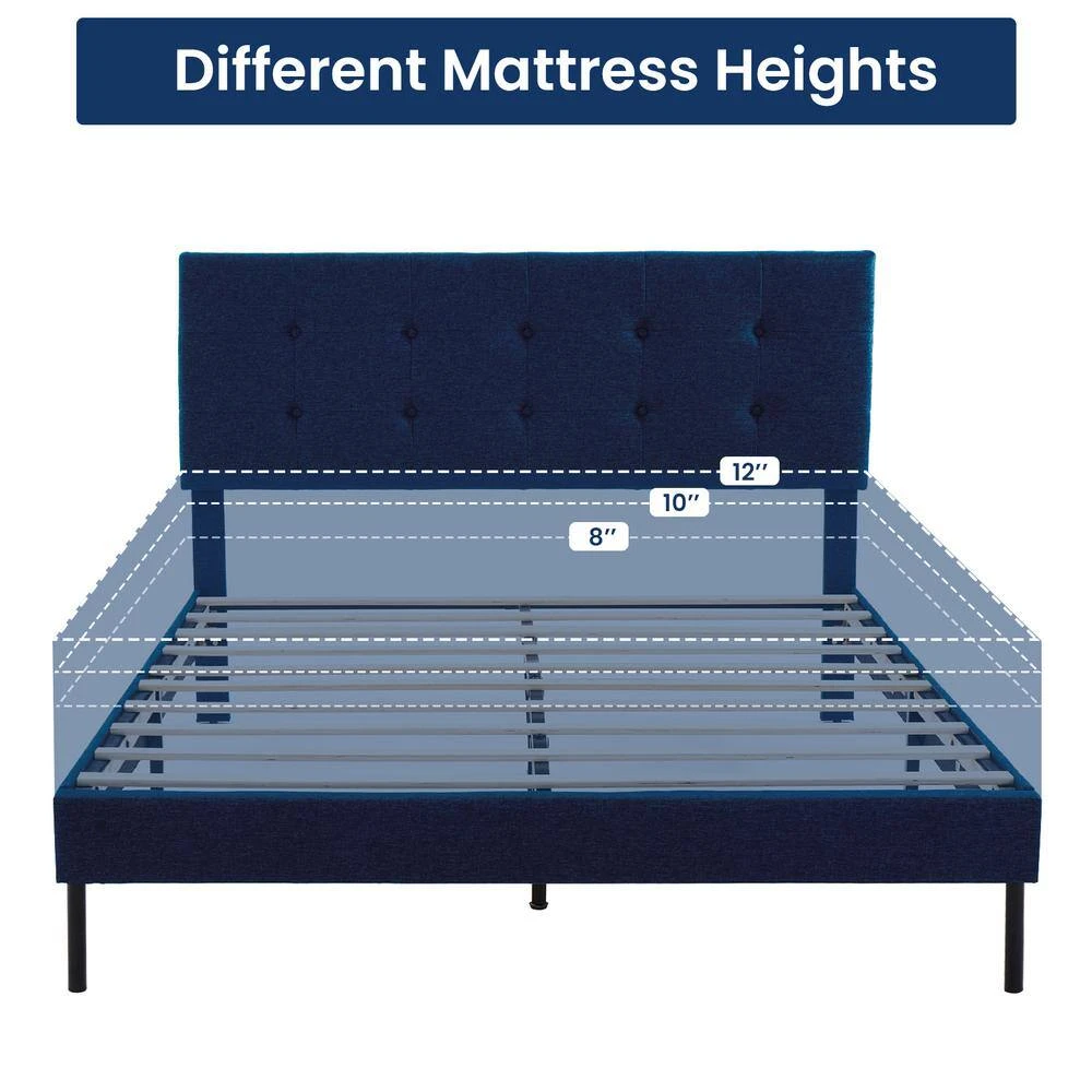 Alex Blue Metal Frame Full Platform Bed With Headboard 4 Alex Blue Metal Frame Full Platform Bed With Headboard - Image 4