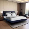 Alex Blue Metal Frame Queen Platform Bed With Headboard