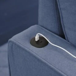 82.3 In. Blue Multi-functional Fabric Queen Size Sofa Bed With Cup Holder USB Port And Side Pockets -Jearey blue jearey sofa beds rmlc blue fa 1000