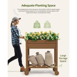 HDPE 28.3 In. X 10 In. X 9.5 In. Outdoor Plastic Raised Garden Bed In Brown -Jearey brown elevated garden beds pehj hd bn 4f 1000