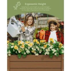 HDPE Outdoor Raised Garden Bed With Wheels In Brown -Jearey brown elevated garden beds tld3jt brown 31 1000