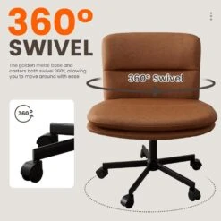 Peel Contemporary Faux Leather Swivel Ergonomic Task Office Chair In Brown With Enlarged Seat Width -Jearey brown jearey task chairs pepu brown 4f 1000