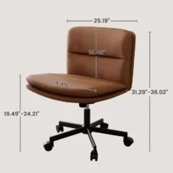 Peel Contemporary Faux Leather Swivel Ergonomic Task Office Chair In Brown With Enlarged Seat Width -Jearey brown jearey task chairs pepu brown 66 1000