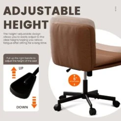 Contemporary Brown Task Chair Office Swivel Ergonomic Upholstered Chair With Enlarged Seat Width -Jearey brown jearey task chairs ykcw grey 4f 1000