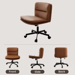 Contemporary Brown Task Chair Office Swivel Ergonomic Upholstered Chair With Enlarged Seat Width -Jearey brown jearey task chairs ykcw grey fa 1000