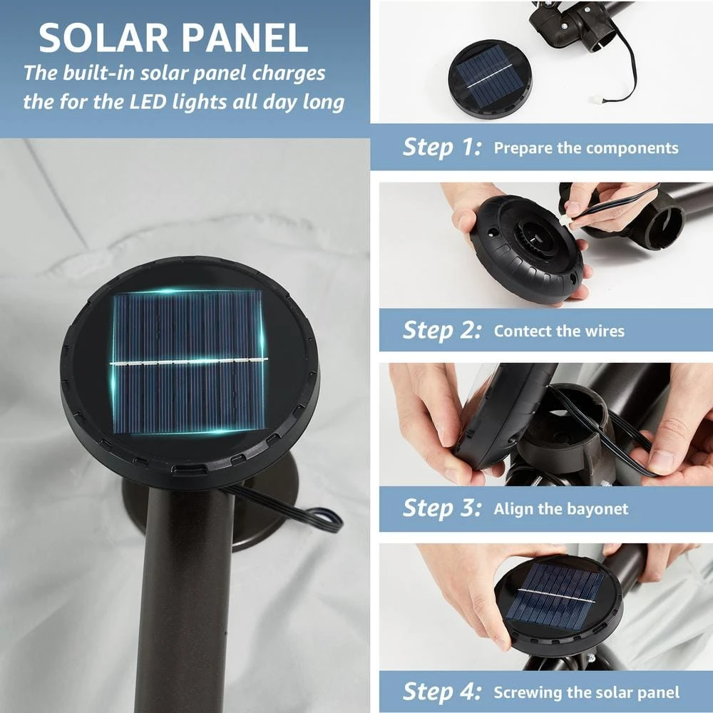 10 Ft. Steel Solar Lighted Cantilever Patio Umbrellas With Sandbag Weighted Base In Gray And Yellow Splicing 3 10 Ft. Steel Solar Lighted Cantilever Patio Umbrellas With Sandbag Weighted Base In Gray And Yellow Splicing - Image 3