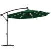 10 Ft. Steel Solar Lighted Cantilever Patio Umbrellas With Sandbag Weighted Base In Green