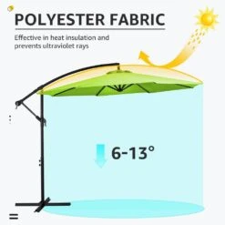 120 In. Outdoor Offset Cantilever Umbrella Patio Umbrella In Apple Green -Jearey cantilever umbrellas 10edxj agreen 77 1000