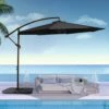 120 In. Outdoor Offset Cantilever Umbrella Patio Umbrella In Black