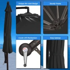 120 In. Outdoor Offset Cantilever Umbrella Patio Umbrella In Black -Jearey cantilever umbrellas 10edxj black 66 1000