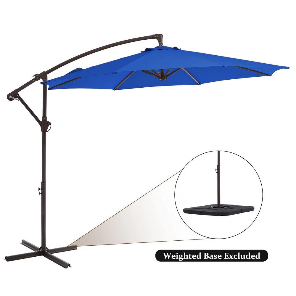 120 In. Outdoor Offset Cantilever Umbrella Patio Umbrella In Blue 6 120 In. Outdoor Offset Cantilever Umbrella Patio Umbrella In Blue - Image 6