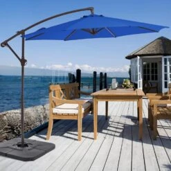 Front Page 41 120 In. Outdoor Offset Cantilever Umbrella Patio Umbrella In Blue