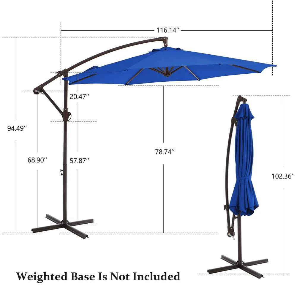 120 In. Outdoor Offset Cantilever Umbrella Patio Umbrella In Blue 7 120 In. Outdoor Offset Cantilever Umbrella Patio Umbrella In Blue - Image 7