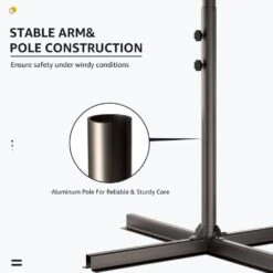 120 In. Outdoor Offset Cantilever Umbrella Patio Umbrella In Gray -Jearey cantilever umbrellas 10edxj gray 1d 1000