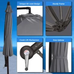 120 In. Outdoor Offset Cantilever Umbrella Patio Umbrella In Gray -Jearey cantilever umbrellas 10edxj gray 66 1000