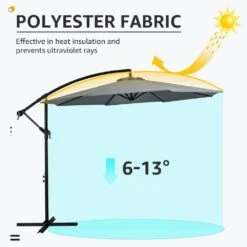 120 In. Outdoor Offset Cantilever Umbrella Patio Umbrella In Gray -Jearey cantilever umbrellas 10edxj gray 76 1000