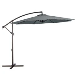 120 In. Outdoor Offset Cantilever Umbrella Patio Umbrella In Gray -Jearey cantilever umbrellas 10edxj gray c3 1000