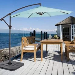 120 In. Outdoor Offset Cantilever Umbrella Patio Umbrella In Light Blue