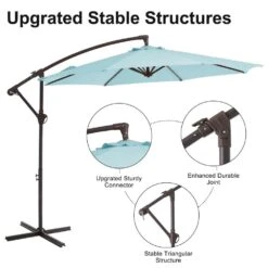 120 In. Outdoor Offset Cantilever Umbrella Patio Umbrella In Light Blue -Jearey cantilever umbrellas 10edxj lblue c3 1000