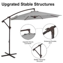 120 In. Outdoor Offset Cantilever Umbrella Patio Umbrella In Light Gray -Jearey cantilever umbrellas 10edxj lgy c3 1000