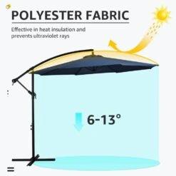 120 In. Outdoor Offset Cantilever Umbrella Patio Umbrella In Navy -Jearey cantilever umbrellas 10edxj navy 76 1000