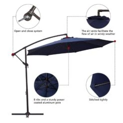 120 In. Outdoor Offset Cantilever Umbrella Patio Umbrella In Navy -Jearey cantilever umbrellas 10edxj navy 77 1000