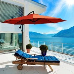 120 In. Outdoor Offset Cantilever Umbrella Patio Umbrella In Orange -Jearey cantilever umbrellas 10edxj orange 66 1000