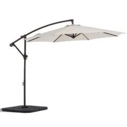 120 In. Outdoor Offset Cantilever Umbrella Patio Umbrella In Off-White