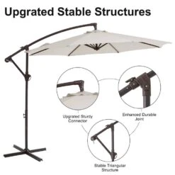 120 In. Outdoor Offset Cantilever Umbrella Patio Umbrella In Off-White -Jearey cantilever umbrellas 10edxj white c3 1000
