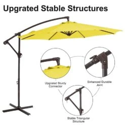 120 In. Outdoor Offset Cantilever Umbrella Patio Umbrella In Yellow -Jearey cantilever umbrellas 10edxj ye c3 1000