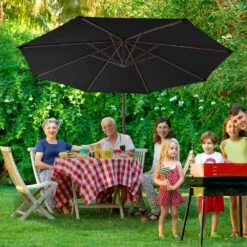 10 Ft. Cantilever Offset Umbrella Patio Umbrella In Black -Jearey cantilever umbrellas 10sc xjs black 44 1000