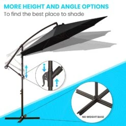 10 Ft. Cantilever Offset Umbrella Patio Umbrella In Black -Jearey cantilever umbrellas 10sc xjs black 4f 1000