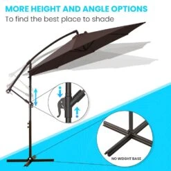 10 Ft. Cantilever Offset Umbrella Patio Umbrella In Brown -Jearey cantilever umbrellas 10sc xjs brown 4f 1000