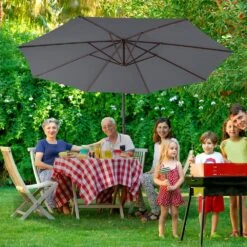 10 Ft. Cantilever Offset Umbrella Patio Umbrella In Gray -Jearey cantilever umbrellas 10sc xjs gray 44 1000