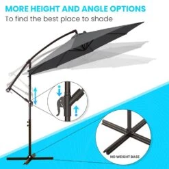 10 Ft. Cantilever Offset Umbrella Patio Umbrella In Gray -Jearey cantilever umbrellas 10sc xjs gray 4f 1000