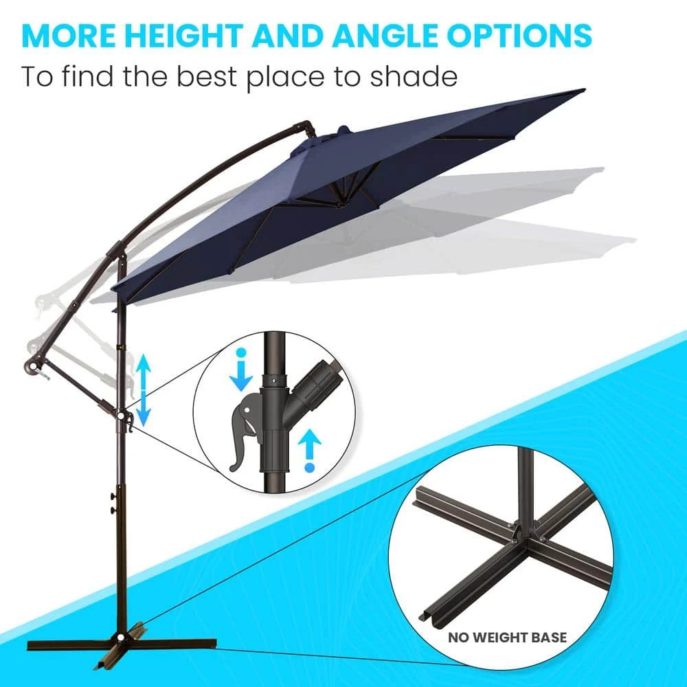 10 Ft. Cantilever Offset Umbrella Patio Umbrella In Navy 3 10 Ft. Cantilever Offset Umbrella Patio Umbrella In Navy - Image 3