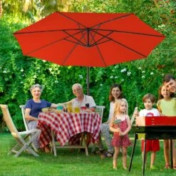 10 Ft. Cantilever Offset Umbrella Patio Umbrella In Orange -Jearey cantilever umbrellas 10sc xjs orange 44 1000
