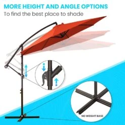 10 Ft. Cantilever Offset Umbrella Patio Umbrella In Orange -Jearey cantilever umbrellas 10sc xjs orange 4f 1000