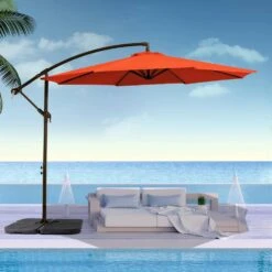 10 Ft. Cantilever Offset Umbrella Patio Umbrella In Orange