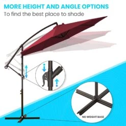 10 Ft. Cantilever Offset Umbrella Patio Umbrella In Red -Jearey cantilever umbrellas 10sc xjs red 4f 1000
