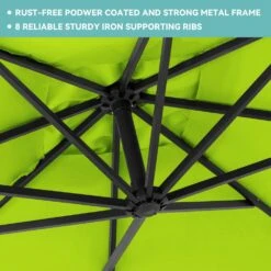 10 Ft. Steel Cantilever Patio Umbrella With Weighted Base In Apple Green -Jearey cantilever umbrellas 10xj dz agreen 1f 1000