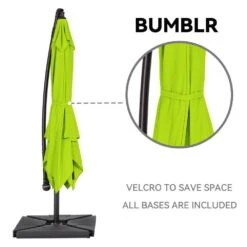 10 Ft. Steel Cantilever Patio Umbrella With Weighted Base In Apple Green -Jearey cantilever umbrellas 10xj dz agreen 44 1000